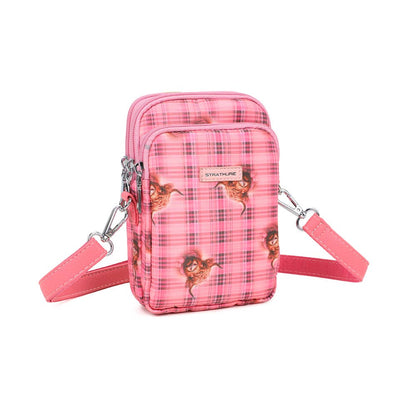 Highland Cow Print Mobile Crossbody Shoulder Bag Red