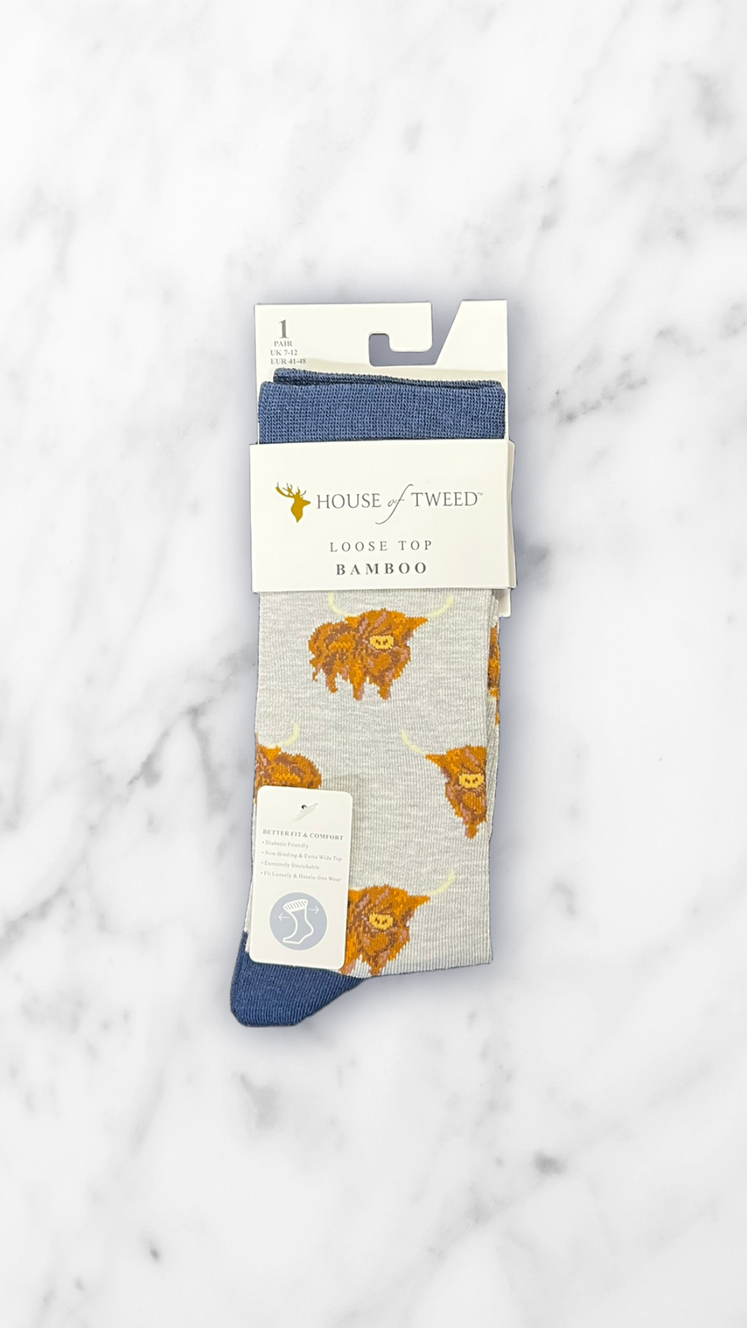 Mens House Of Tweed Bamboo Socks UK 7-12 (Loose Fit/Diabetic Friendly)