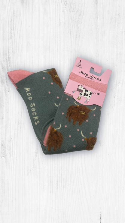 Moo Ladies Knee High Bamboo Socks Uk 4-8