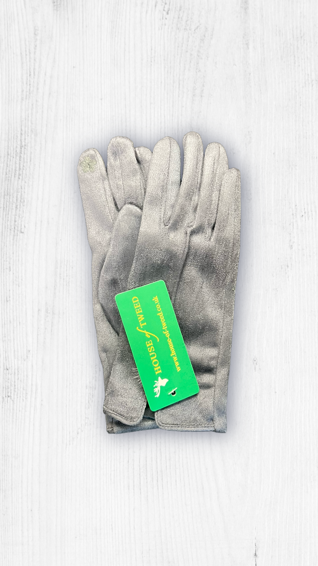 House of Tweed Ladies Luxury Gloves – Grey Suede-Look Finish