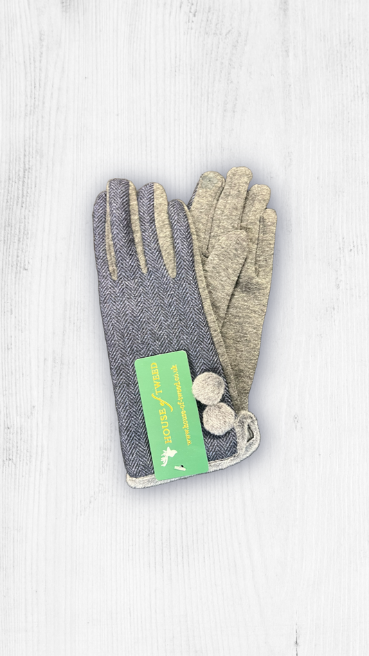 House of Tweed Ladies Luxury Gloves – Blue Tweed