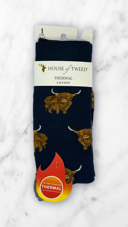 House Of Tweed Mens Thermal Cotton Socks-Winter Warm Outdoor Uk 7-12 (11 designs to choose from)