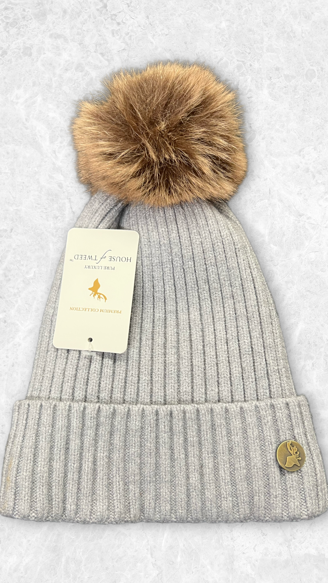 House Of Tweed Luxury Cable/Ribbed Knit Bobble Hat – Premium Collection