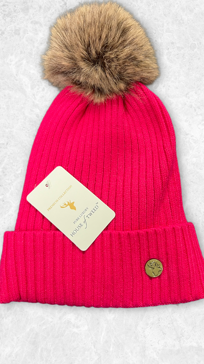 House Of Tweed Luxury Cable/Ribbed Knit Bobble Hat – Premium Collection