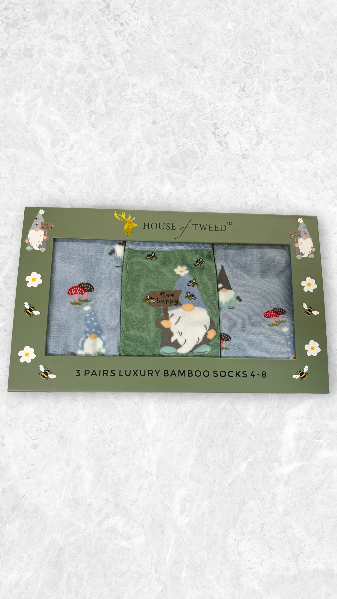 House of Tweed Ladies Luxury Bamboo Socks (3-Pair Gift Set) Style Gonk