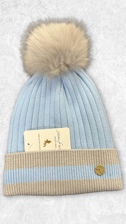 House Of Tweed Luxury Cable/Ribbed Knit Bobble Hat – Premium Collection