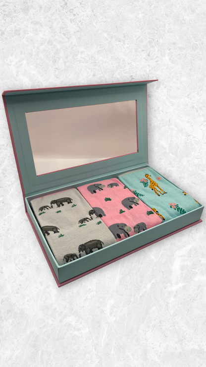 House of Tweed Ladies Luxury Bamboo Socks (3-Pair Gift Set) Style Zoo