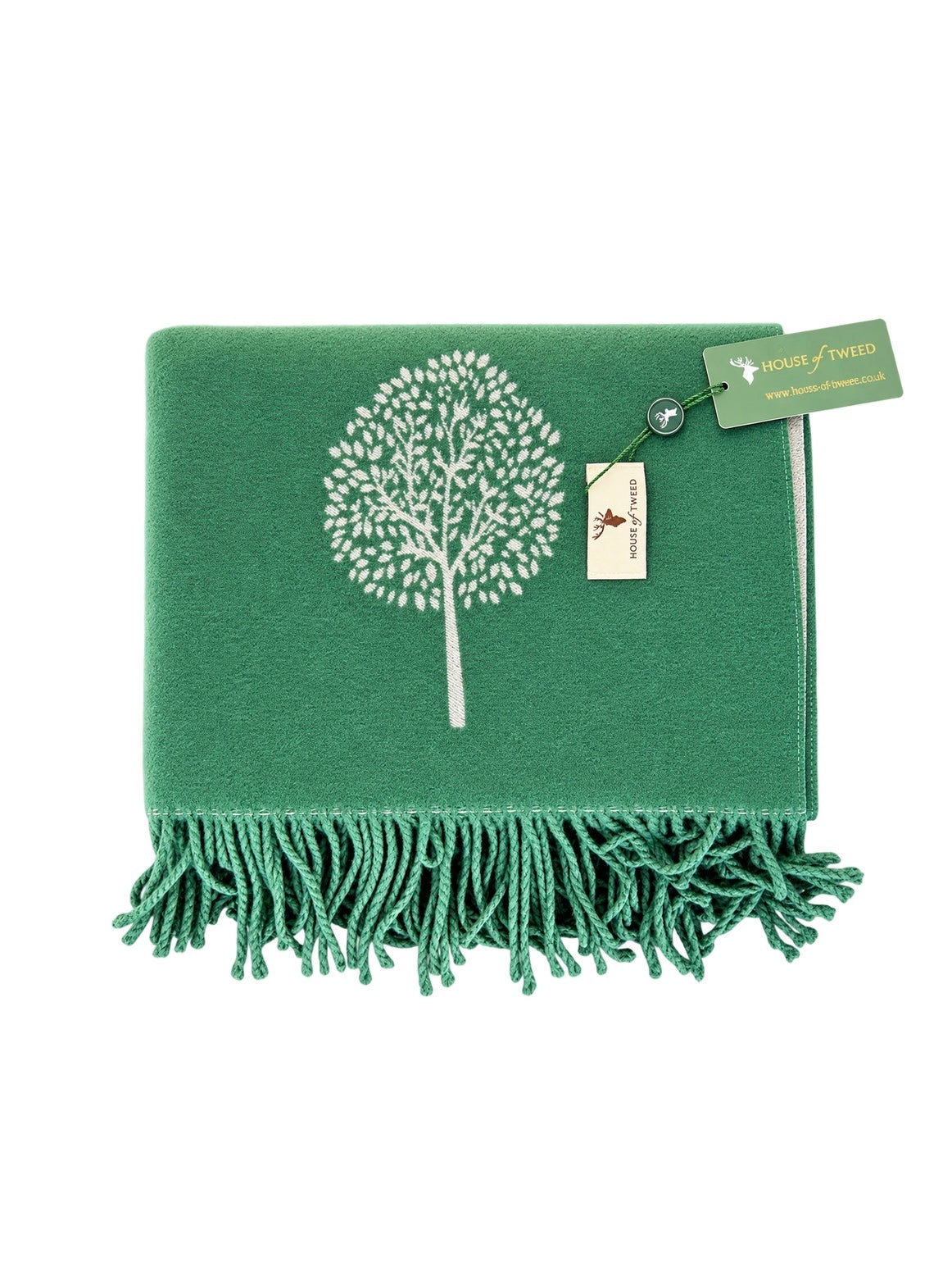 House Of Tweed Tree Of Life Scarf Green